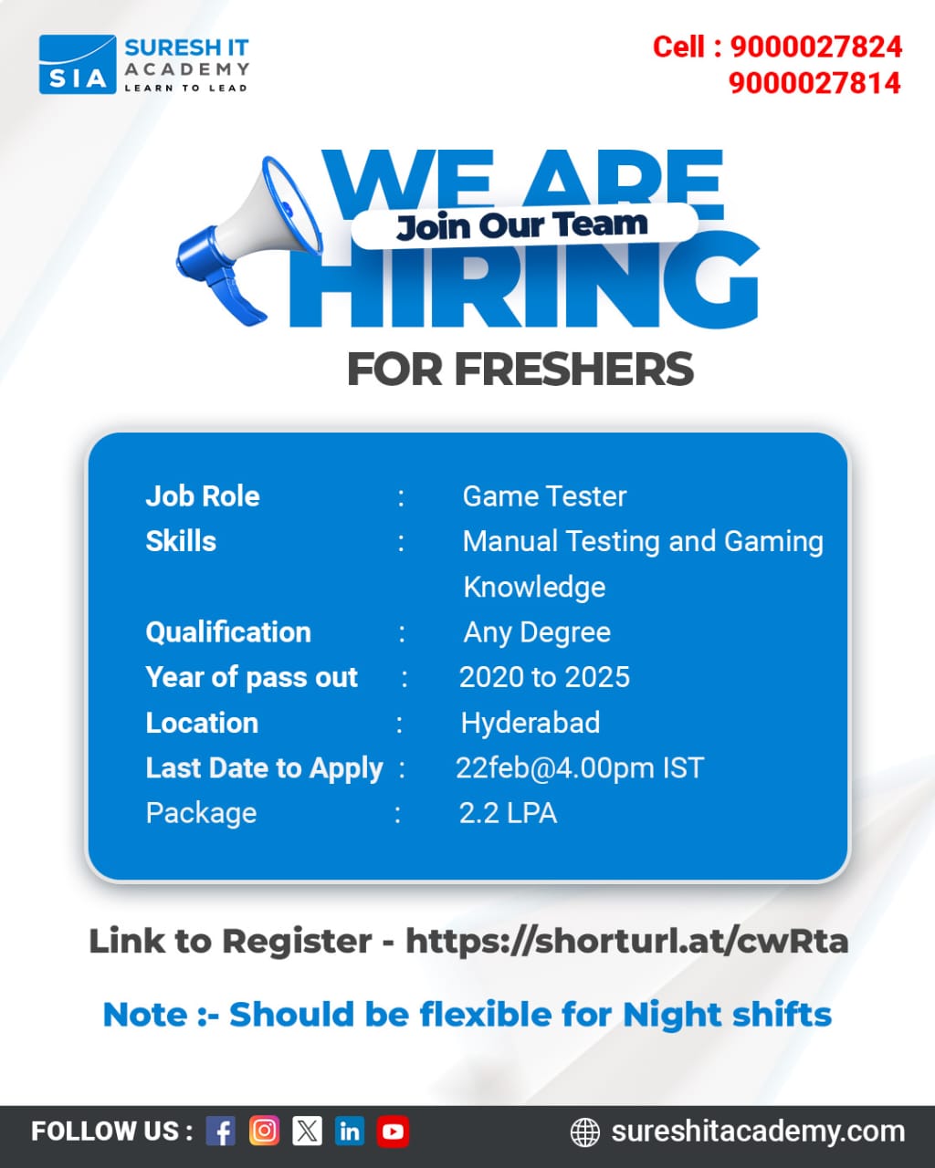 SIA-JOB-ID@25-Freshers Hiring