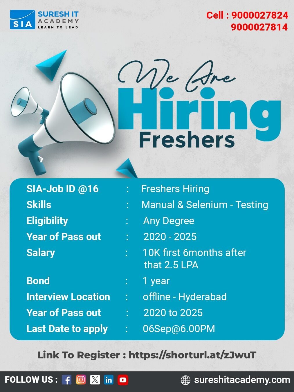 Kickstart Your Career in Software Testing! Below are details- -Skills - Manual and Selenium - -T