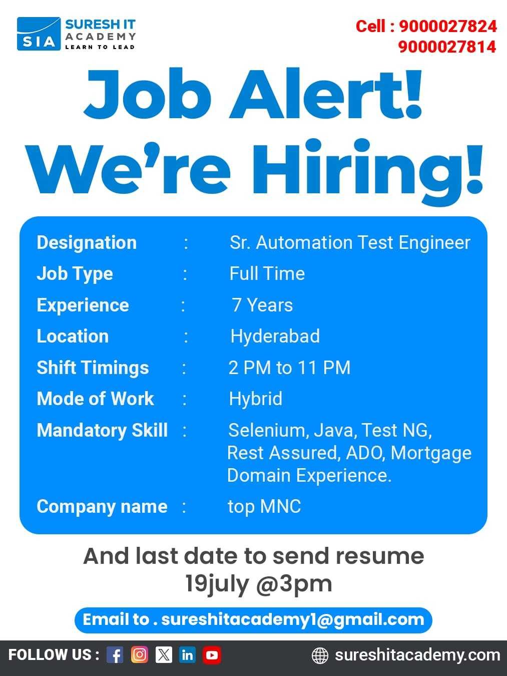 Looking to take the next leap in your automation testing career Here’s your chance! A top MNC is