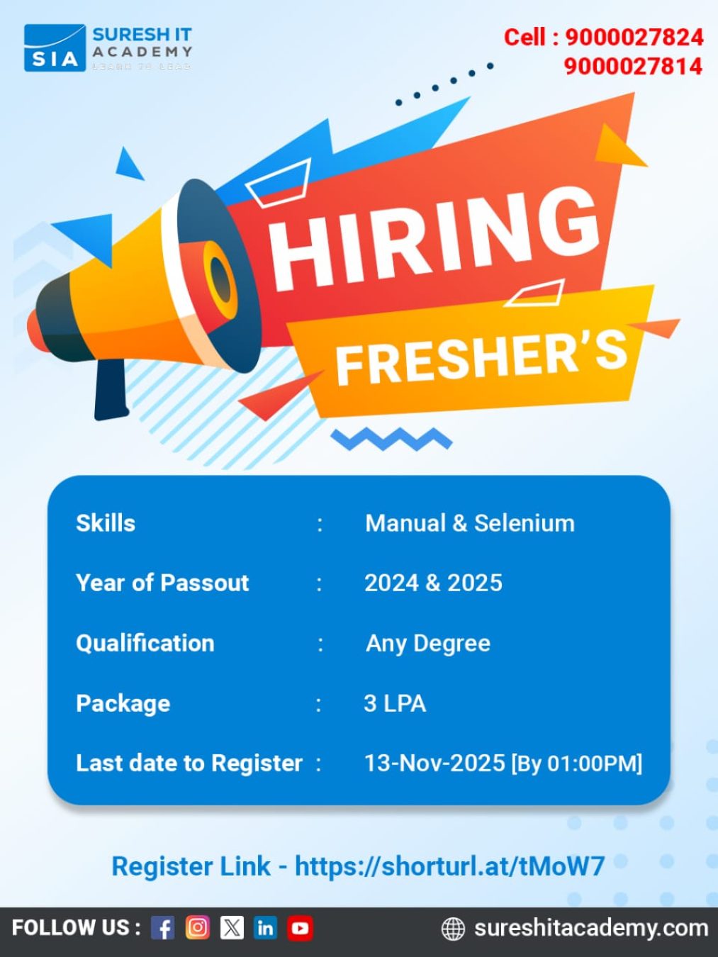 SIA-JOB-ID@20-Freshers Hiring