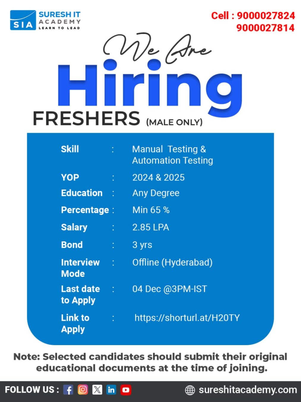 SIA-JOB-ID@21-Freshers Hiring