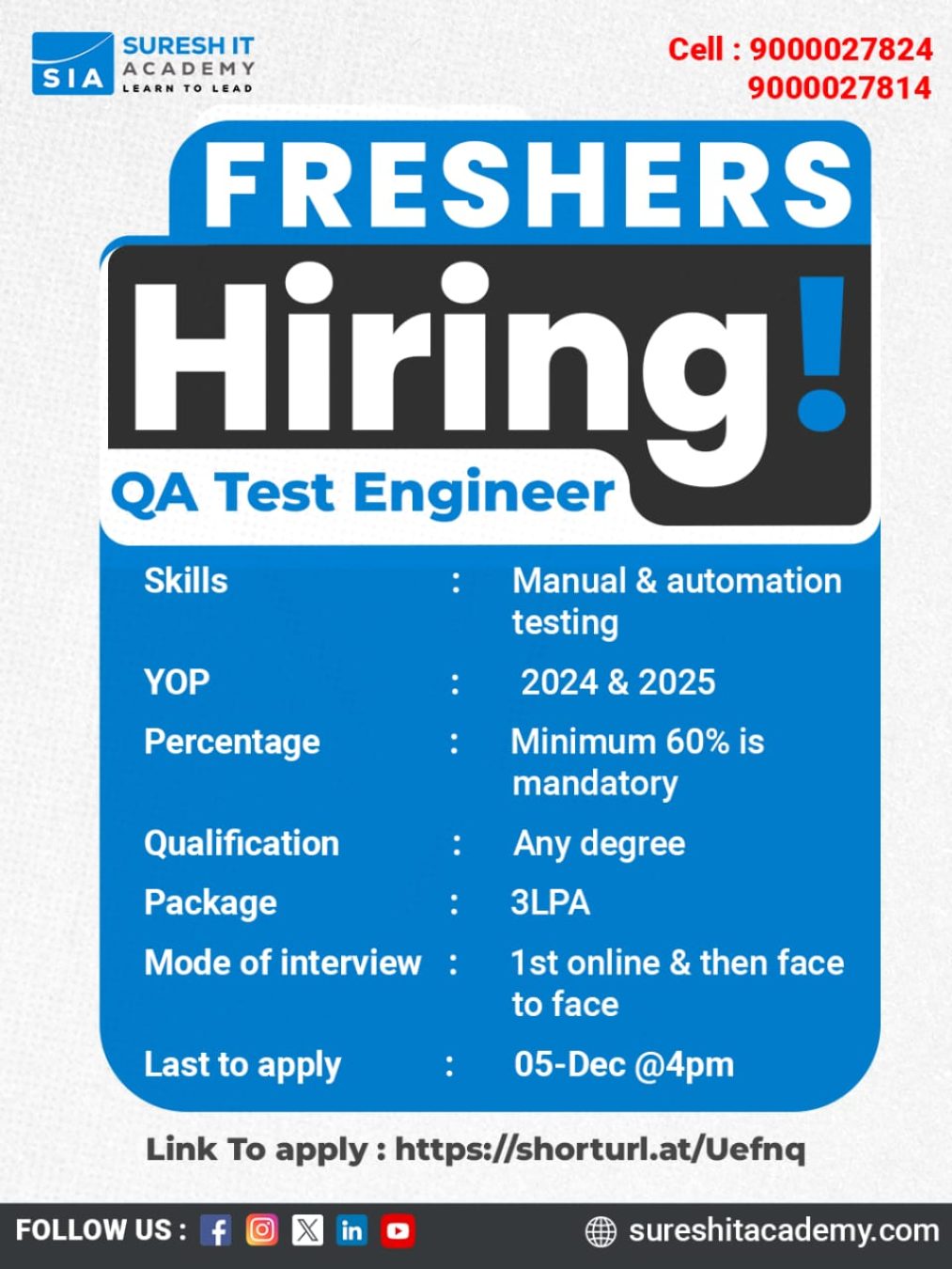 SIA-JOB-ID@22-Freshers Hiring