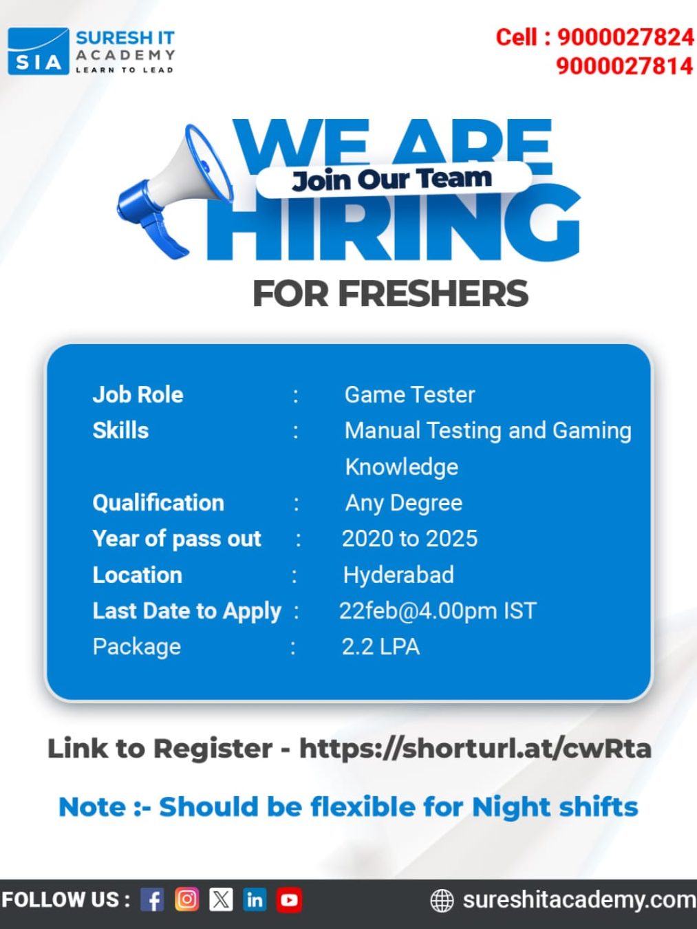 SIA-JOB-ID@25-Freshers Hiring