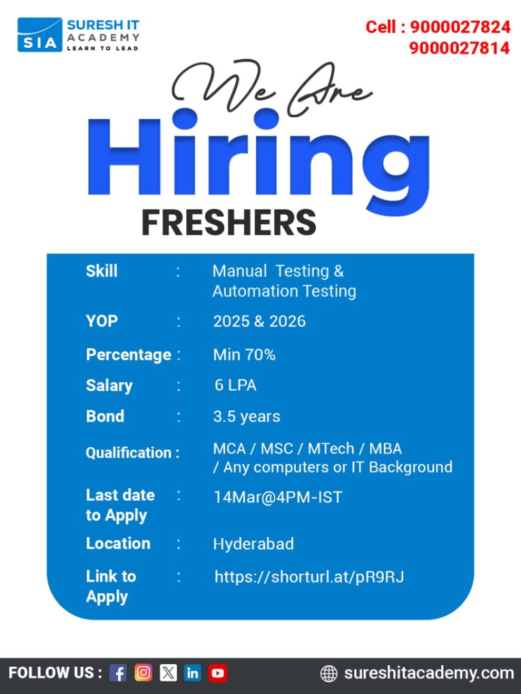 SIA-JOB-ID@26-Freshers-Exp Hiring